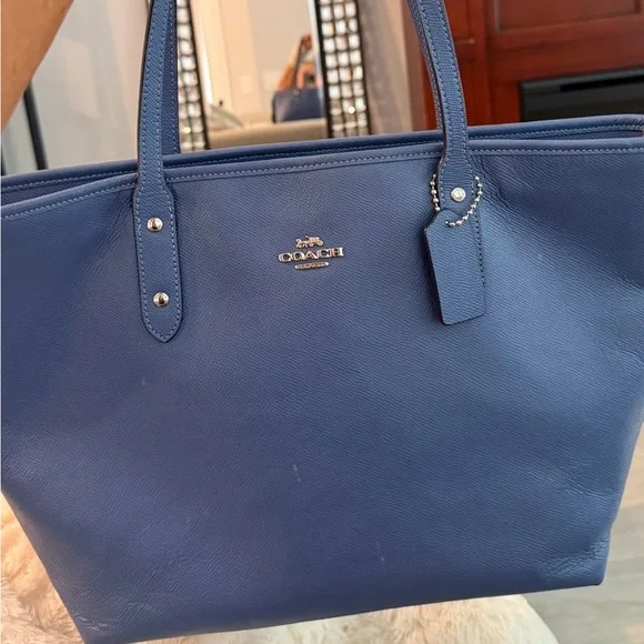 Coach Blue Leather Shoulder Bag - Picture 1 of 4